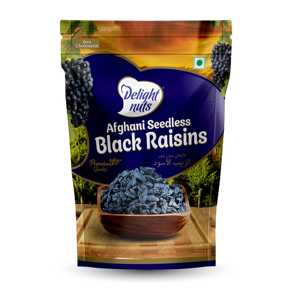 DELIGHT NUTS AFGHANI SEEDLESS BLACK RAISINS