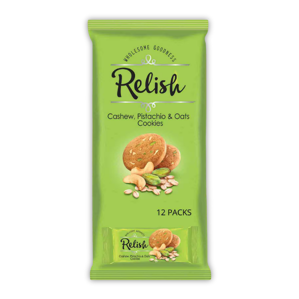 RELISH CASHEW, PISTACHIO &OATS COOKIES 12X12X42G